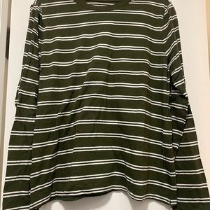 NWT ANN TAYLOR LOFT GREEN WHITE STRIPED LONG SLEEVED TOP TEE